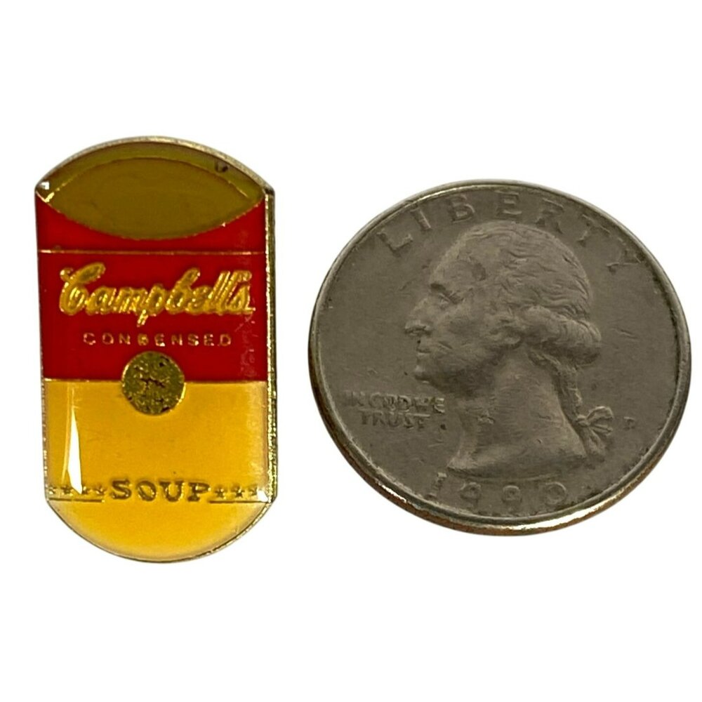 Campbells Soup Vintage Pin Warhol Collectors Item Lapel Tie Tack Metal RARE! - Picture 4 of 4